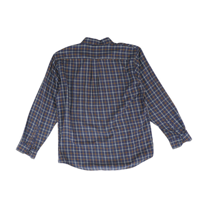 Navy Plaid Long Sleeve Button Down