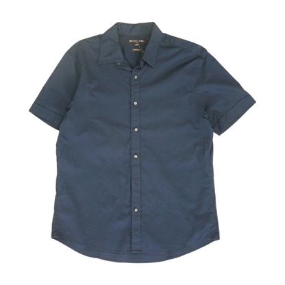 Navy Solid Short Sleeve Button Down