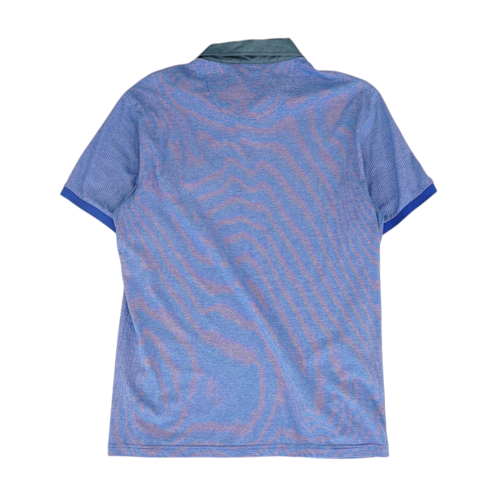 Blue Striped Short Sleeve Polo