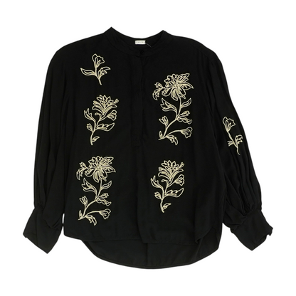 Black Floral Button Down