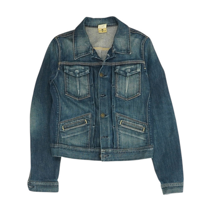 Blue Solid Denim Jacket