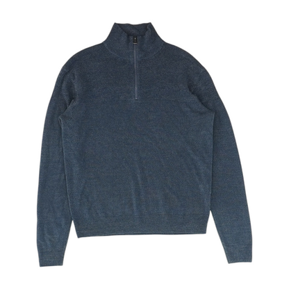 Blue Solid 1/4 Zip Sweater