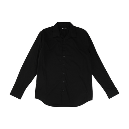 Black Solid Long Sleeve Button Down