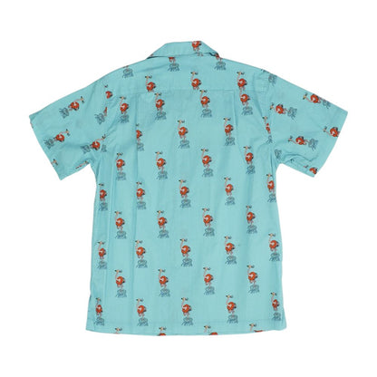 Blue Animal Short Sleeve Button Down