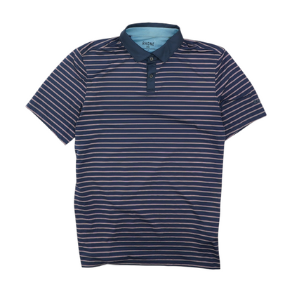 Navy Striped Short Sleeve Polo