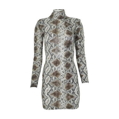 Beige Animal Print Mini Dress