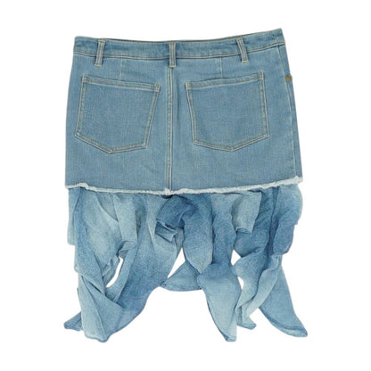 Blue Solid Mini Skirt