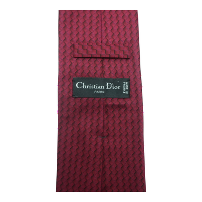 Vintage Red Jacquard Basketweave Neck Tie