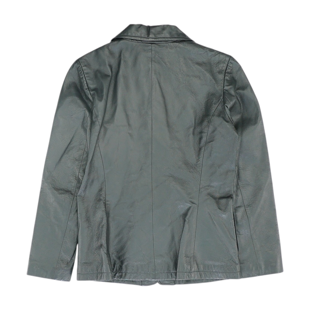 Black Solid Leather Jacket