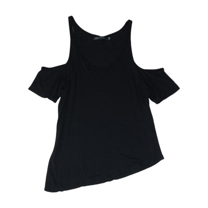 Black Solid Short Sleeve Blouse
