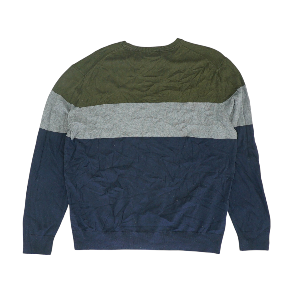 Navy Color Block Pullover Sweater