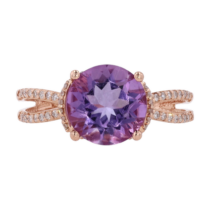 14K Rose Gold Purple Stone Fashion Ring