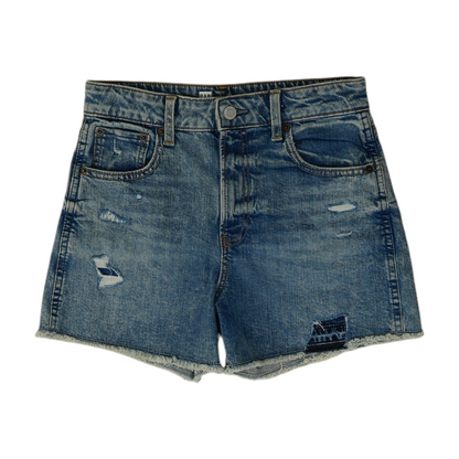 Blue Solid Denim Shorts