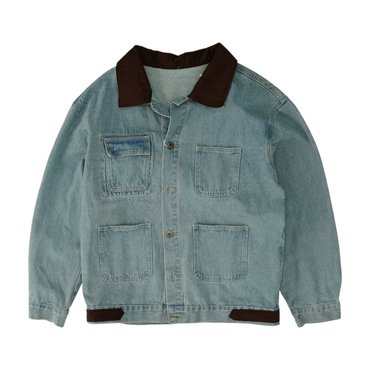 Blue Solid Denim Jacket