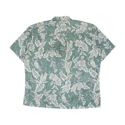Green Floral Short Sleeve Button Down