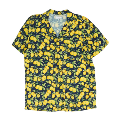 Navy Print Short Sleeve Button Down
