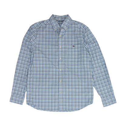 Blue Plaid Long Sleeve Button Down