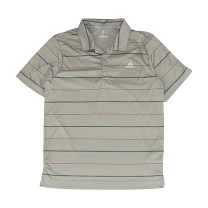 Gray Striped Short Sleeve Polo