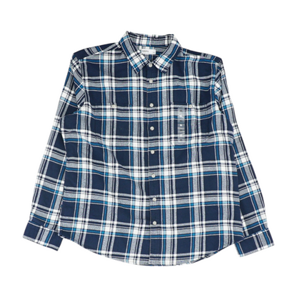 Navy Plaid Flannel Button Down