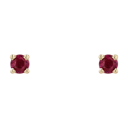 14K Yellow Gold Red Stone Stud Earrings