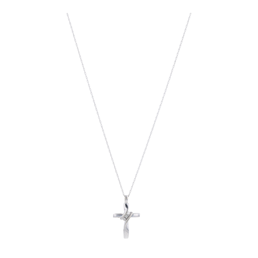 10K White Gold Diamond Pendant Necklace