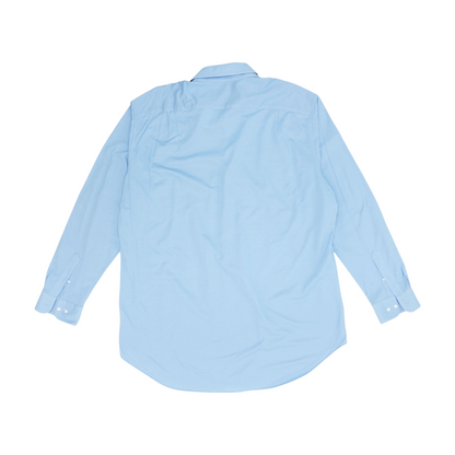 Blue Solid Long Sleeve Button Down
