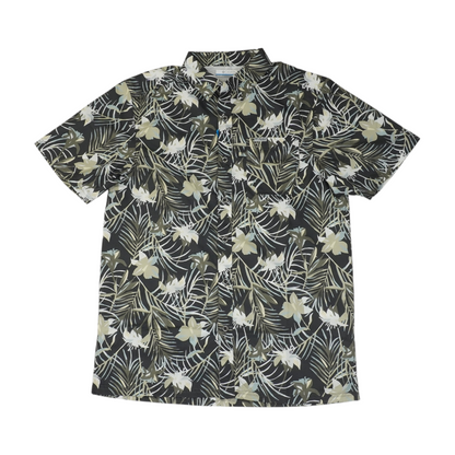 Charcoal Floral Short Sleeve Button Down