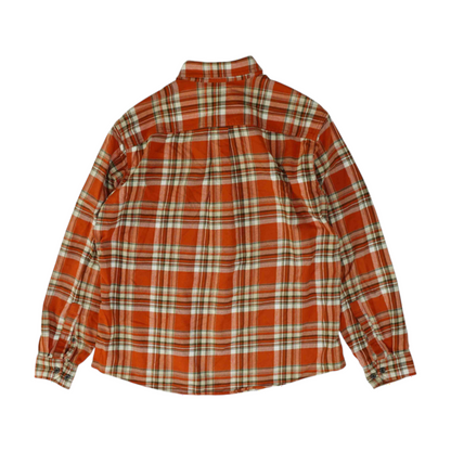 Orange Plaid Flannel Button Down