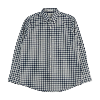 Navy Plaid Long Sleeve Button Down