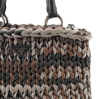 Multicolor Nappa Leather Braided Tote Bag
