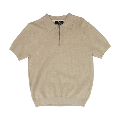 Beige Solid 1/4 Zip Sweater