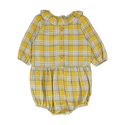 Yellow Plaid Long Sleeve One-Piece