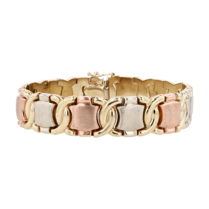14K Tri-Tone Gold Chain Bracelet