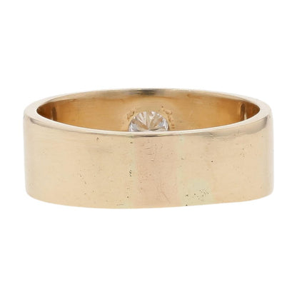 1/3 Ct 14K Gold Bezel Set Diamond On Wide Flat Band