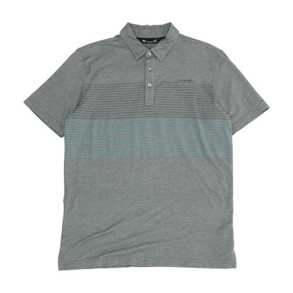 Gray Striped Short Sleeve Polo
