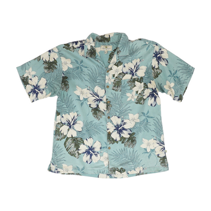 Blue Tropical Short Sleeve Button Down