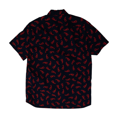 Red Print Short Sleeve Button Down
