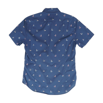 Navy Print Short Sleeve Button Down