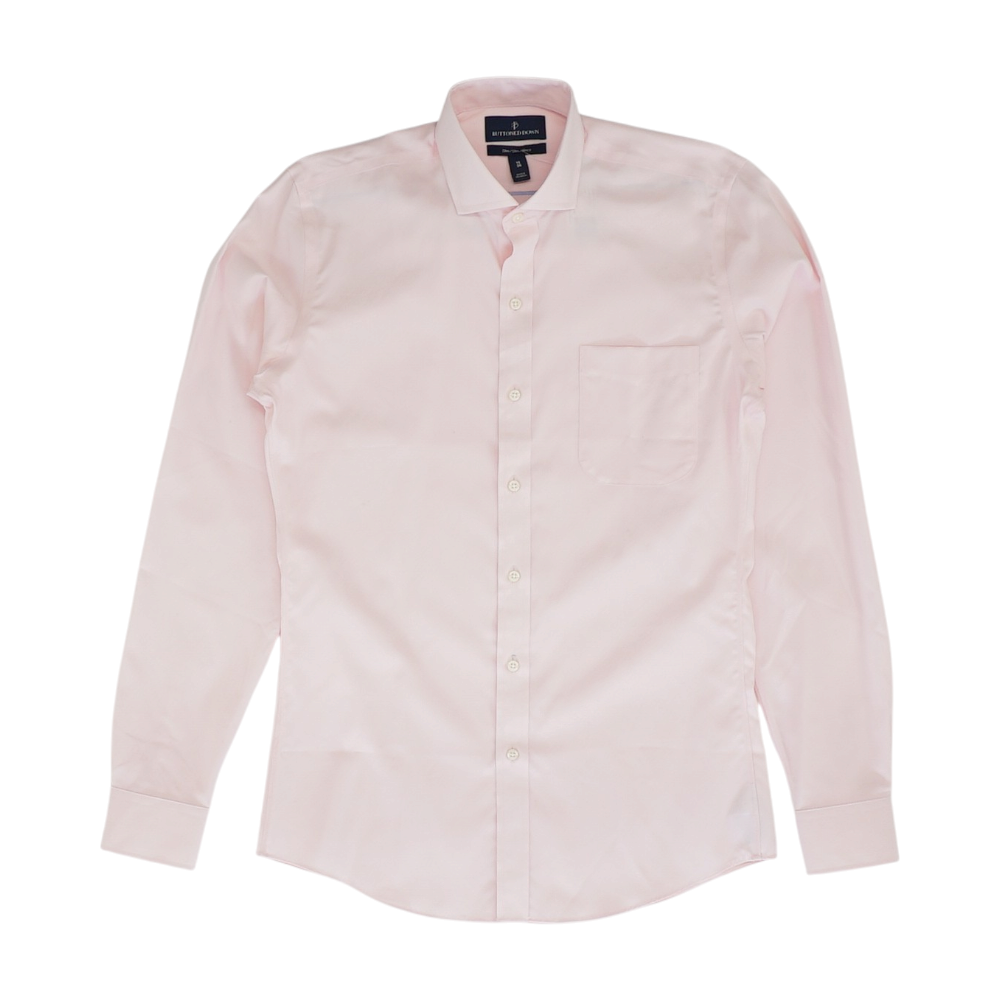 Pink Solid Long Sleeve Button Down