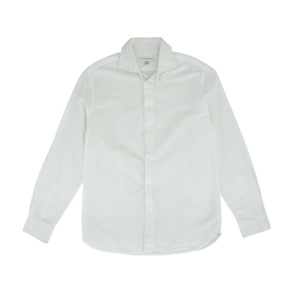 White Solid Long Sleeve Button Down