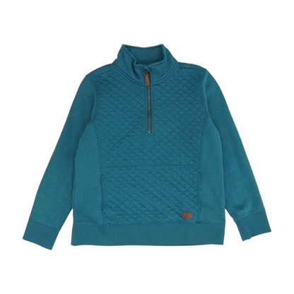 Blue Petite Solid 1/4 Zip Pullover
