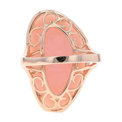 8.33 Ct 14K Rose Gold Faceted Top Pink Opal With Diamond Halo Cocktail Ring
