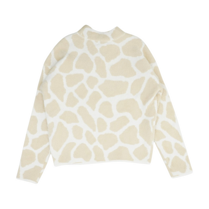 Beige Animal Print Pullover Sweater
