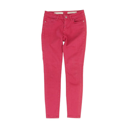 Pink Solid Mid Rise Skinny Leg Jeans