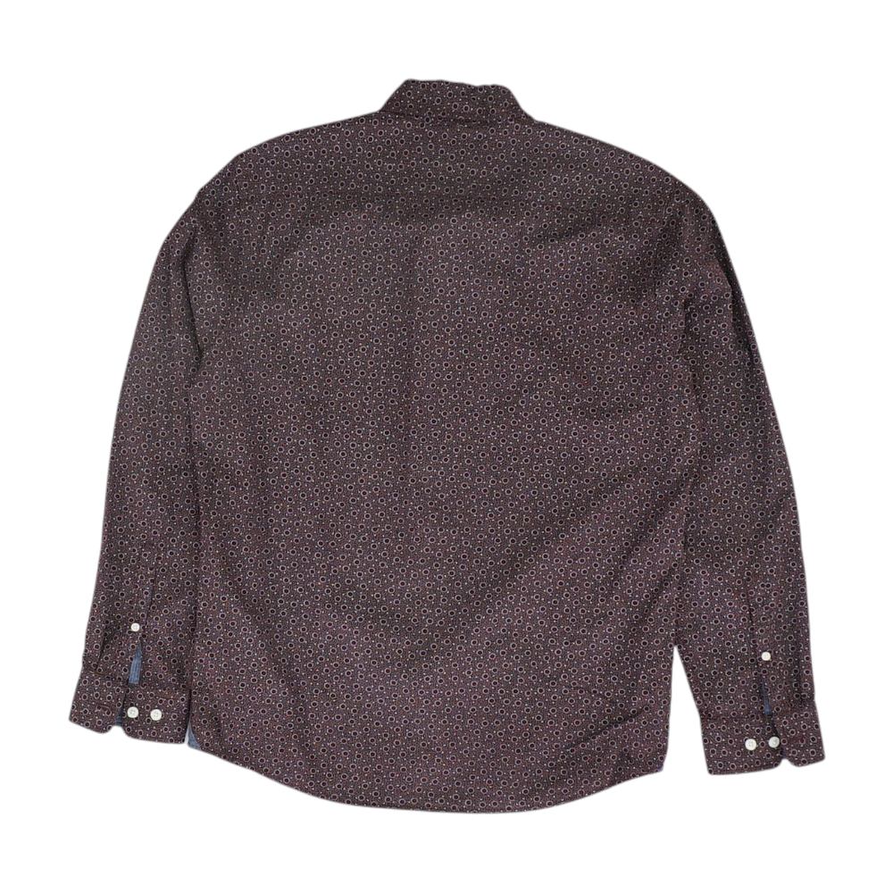 Burgundy Polka Dot Long Sleeve Button Down