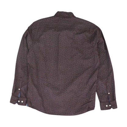 Burgundy Polka Dot Long Sleeve Button Down