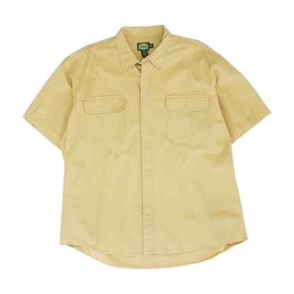 Yellow Tall Solid Short Sleeve Button Down
