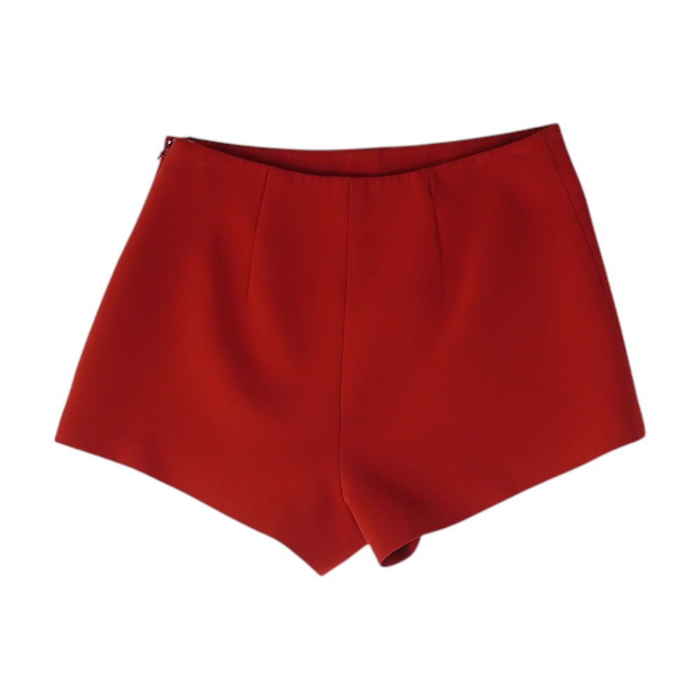 Red Solid Casual Shorts