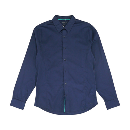 Navy Solid Long Sleeve Button Down