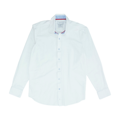 White Solid Long Sleeve Button Down